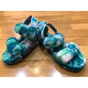 UGG Oh Yeah Marble Sheepskin Blue Green Slides - Side 8